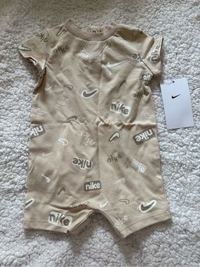 Nike Beige Baby Logo Romper